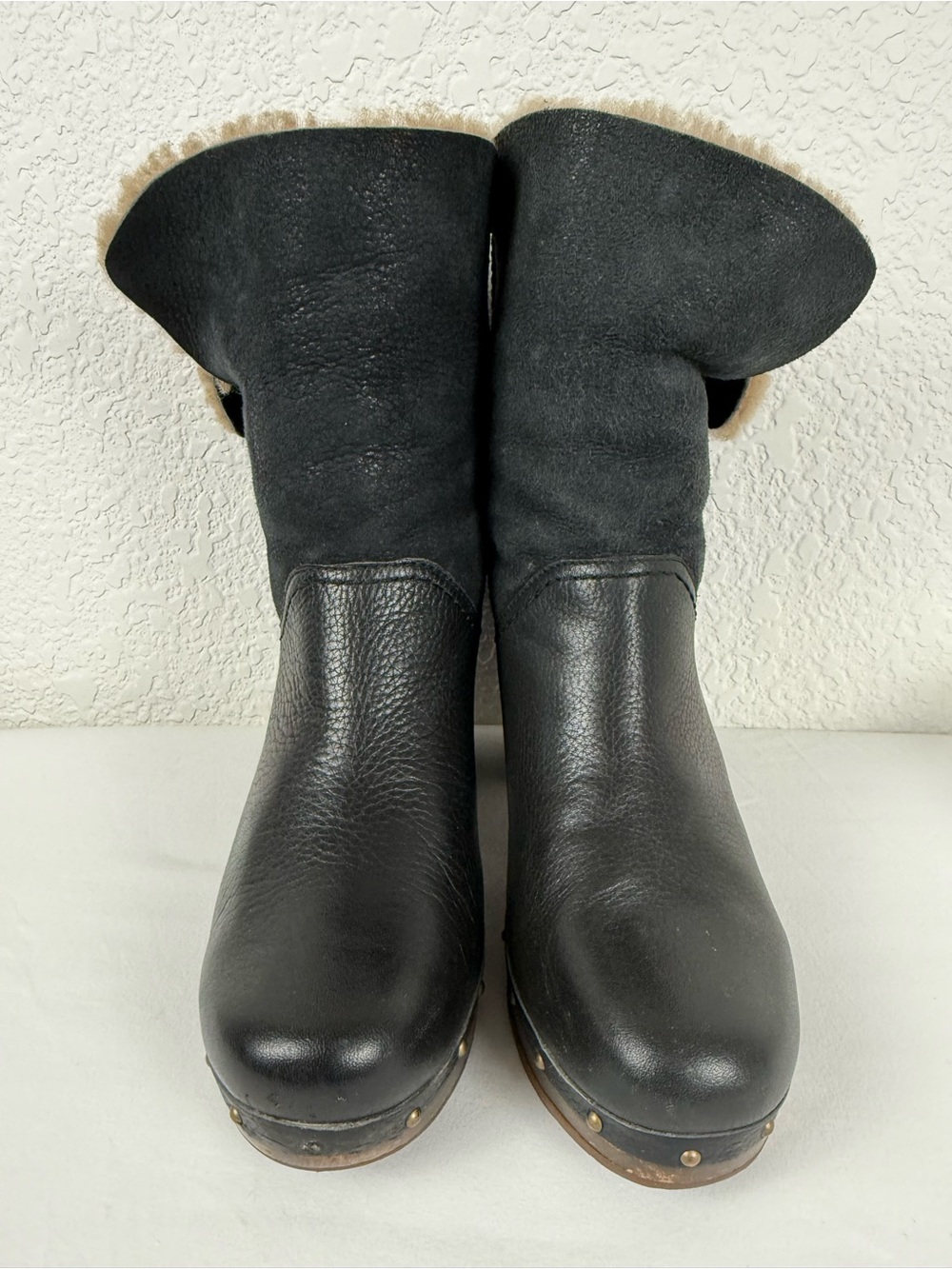 UGG Amoret | Black Leather Shearling Booties | Studded | Women's 8 - Picture 8 of 10
